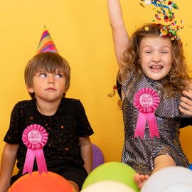 It's My Birthday Tinplate Badge Birthday Award Ribbon Pin, Pink Happy Birthday Badge Pins for Women & Men Party Decoration Gift(It's My Birthday Pin Crown Pink)