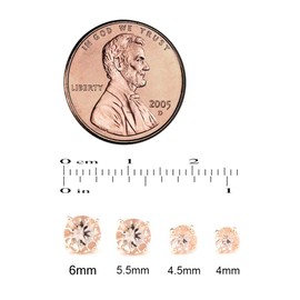 Solid 14k Rose Gold Morganite Fleur-de-lis Stud Earrings (5.5mm Morganite)