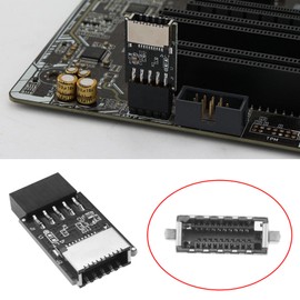SING F LTD USB 2.0 Internal Header (9-Pin) to USB 3.1/3.2 Type-C (20-Pin) A-Key Front Panel Adapter Extend USB Type E Ports to PCs Front Panel USB Ports
