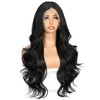 Sapphirewigs Lace Front Wig Synthetic Black 13x4 Body Wave Kanekalon