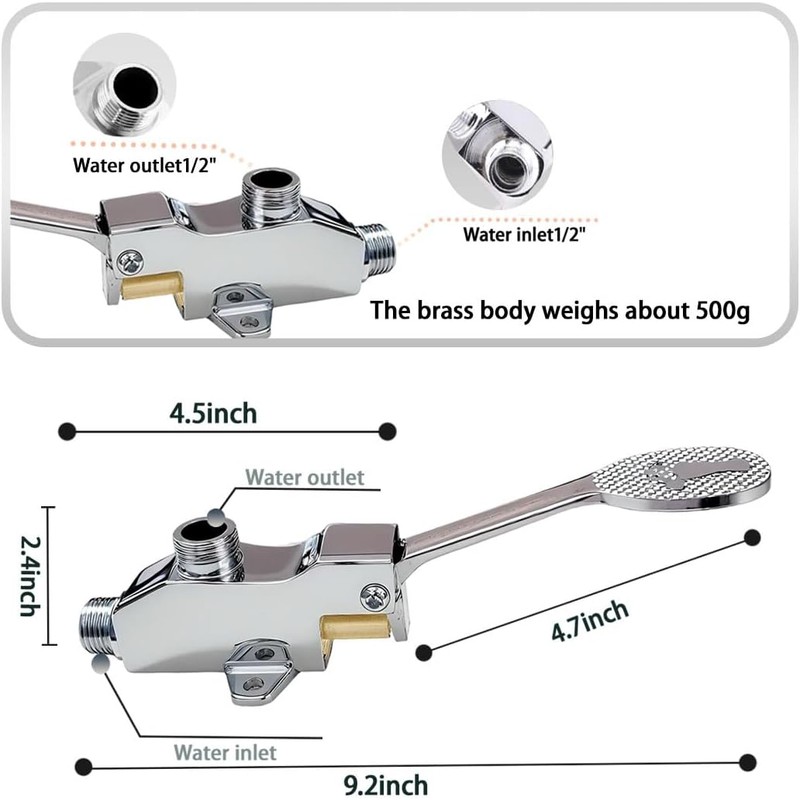 Brass Floor Mount Single Foot Pedal Water Valve for Basin,