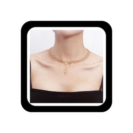 Zeshimb Gold Snake Necklace Choker Punk Layered Serpent Necklace Statement Animal Cobra Pendant Collar Necklace Jerwelry for Women