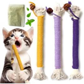 Hebterrka 3 Pack Cat Chew Toys 7.87 Inch with Catnip for Teeth Cleaning and Interactive Play