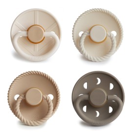 FRIGG Multipack Latex Dummies, Pack of 4, Natural Rubber/Natural Rubber, Made in Denmark, Symmetrical Cherry Teat (Crystal Sparkle, Size 2 (6-18 Months))