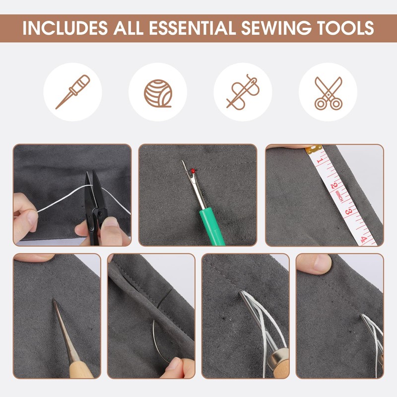 45PCS Leather Sewing Kit with Wooden Handle Awl Tool, Speedy
