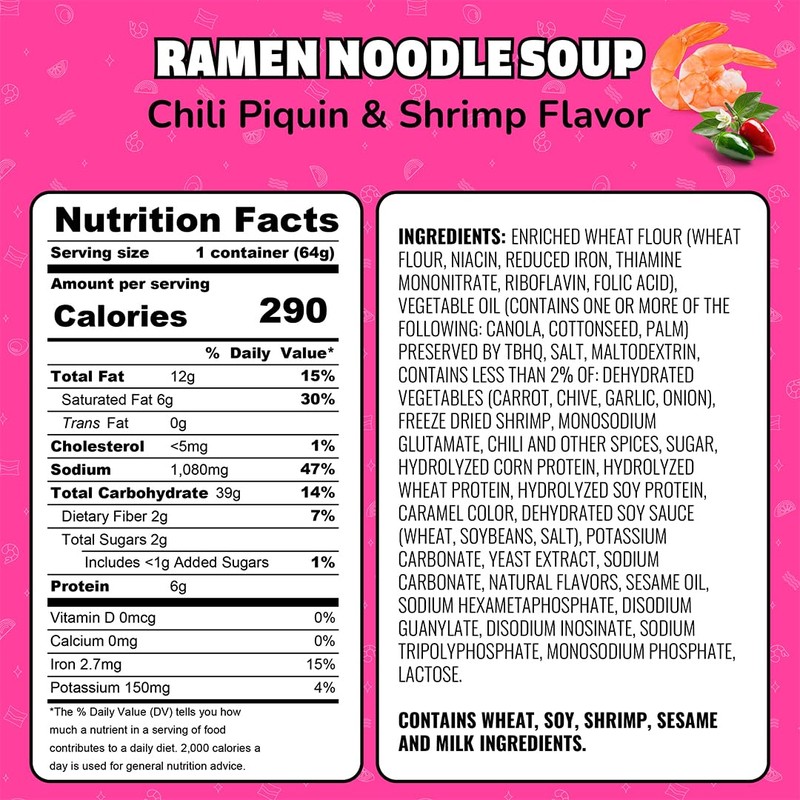Maruchan Instant Lunch Ramen Noodles, Chili Piquin & Shrimp –