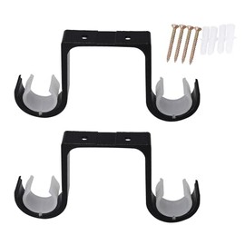 Double Curtain Rod Brackets 2Pcs for Tiweio, Aluminum Alloy Ceiling Mounted Curtain Rod Bracket, Ceiling Curtain Rod, Curtain Brackets for Curtain Rod(Black)