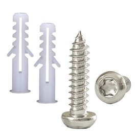 Qrity Pack of 50 Dowels and Screws, Drywall Anchor with Stainless Steel Screws, M4 x 25 mm, Self-Drilling Plasterboard Fixing Sets, Plasterboard, Cavity Dowels, Torx Swivel Head