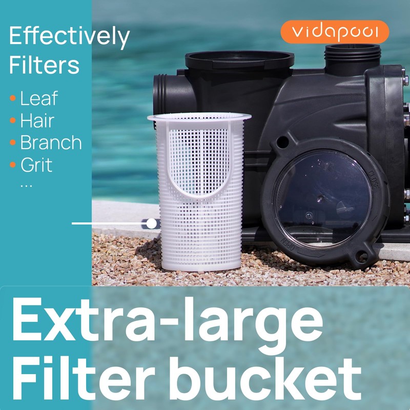 VIDAPOOL In/Above Ground Pool Pump, Self Primming High Flow (Single