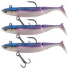 Dr.Fish Soft 3pcs Fishing Lures Jig Head with Paddle Tail