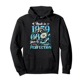 Womens 66th Birthday Floral Made in 1959 Gifts 66 Years Old Pullover Hoodie