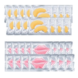 Weimeiyius 15 Pairs Eye Mask and 15 Pcs Lip Mask, Under Eye Patches and Lip Pads, Anti Aging Eye and Lip Mask, Collagen Crystal Mask Set.