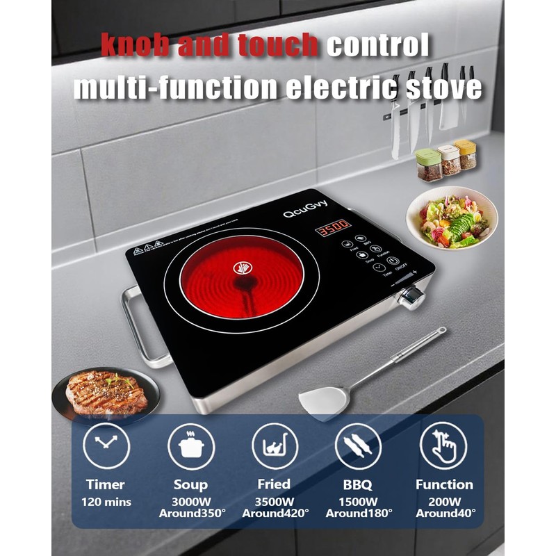 Portable Infrared Burner 3500 Electri Burner with 3 Hours Timer-Electric