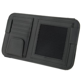 Leather Car Sun Visor Organizer for Car Or Truck, Sunglasses Holder, Cards Sleeve Pockets Organizer, Car Visor Document Holder for Car Registration License, Drving License, Invoices, Cards, Pen, Key