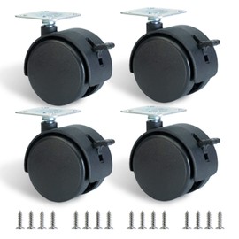 Dalyndar 2 Inch Furniture Caster Wheels 4pcs Swivel Plastic Rollers with Locks Stainless Screws Small Universal Plate Wheel Casters Replacement for Cabinet Drawer Table Desk Cart in Office Kitchen