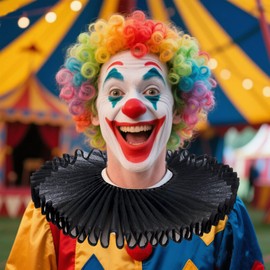 RAINDEWLL Clown Jester Collar Detachable Elizabethan Victorian Neck Ruffle Collar Renaissance Accessories Black