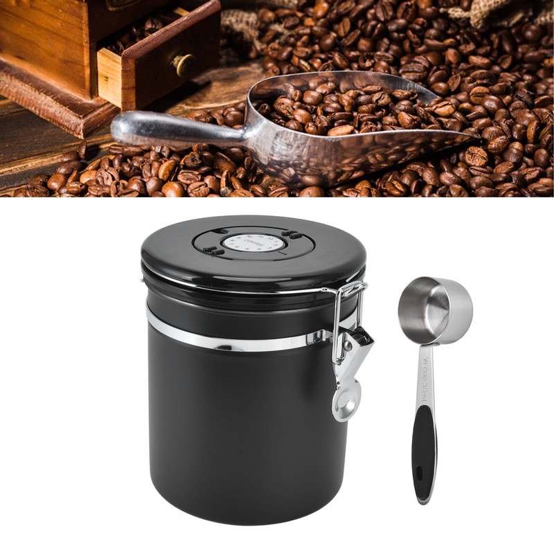 Airtight Coffee Canister Storage Jar Date Tracker CO2 Release Valve