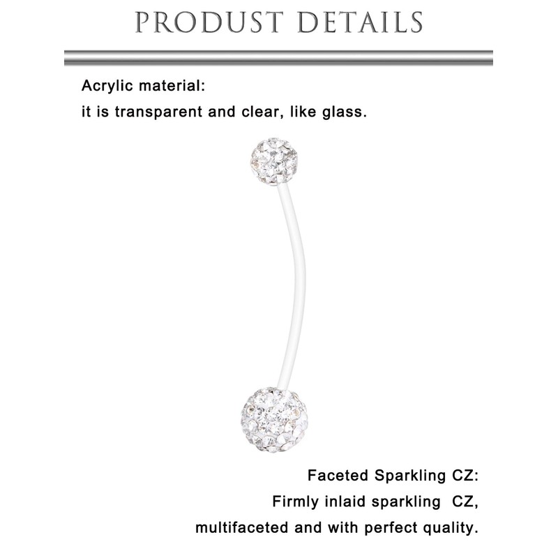 Hoeudjo Pregnancy Belly Rings Maternity Belly Button Rings Plastic Long