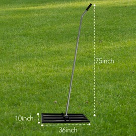 Lawn Leveling Rake, 36"x10" Level Lawn Tool, Heavy-Duty Lawn Leveler with 75" Steel Extended Handle, Yard Leveling Rake Suit for Garden, Golf Lawn, Farm