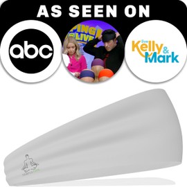 Temple Tape Headbands for Men and Women - Mens Sweatband & Sports Headband Moisture Wicking Workout Sweatbands for Running, Cross Training, Yoga and Bike Helmet Friendly - White