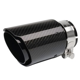 Bielpord 2.5"Inlet 3.5"Outlet Car Exhaust Tips Stainless Steel and Carbon Fiber Tailpipe Exhaust Pipe Tail Throat Tail Pipe GlossyBlack