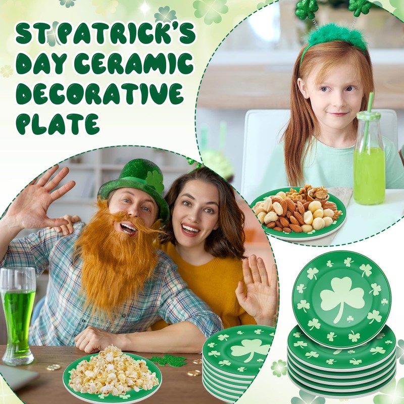 6 Pcs 6 Inch St. Patrick's Day Ceramic Decorative Plate