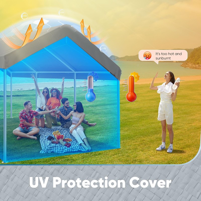10x20 ft Carport Replacement Top Cover, Heavy Duty Waterproof &