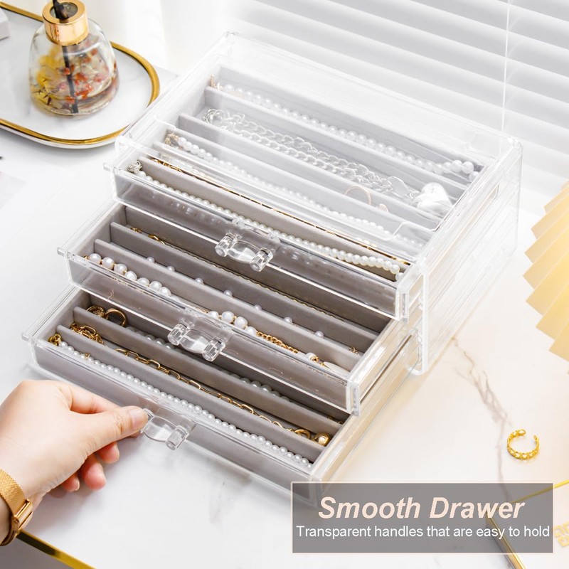 YUFONG Necklace Holder Organizer, Dustproof Necklace Box Velvet Necklace Organizer