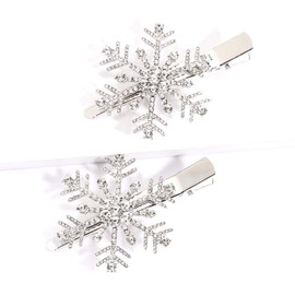 HZEYN - Horquillas para el pelo con diseño de copo de nieve de cristal grande, color plateado