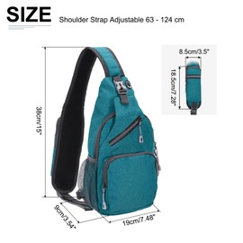 DTGN Oxford Small Sling Bag - 7.48"x15" (LXH) - Good for Women Men Hiking Travel Cycling - Multipurpose Crossbody Backpack Casual Packs with Headphone Jack - Green