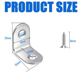YankMooM 20 Pcs Corner Braces,25x25mm Small Stainless Steel Corner Brackets L Shaped Right Angle Brackets Fastener with Screws for Wooden Furniture Window Shelf Desk(Silver)