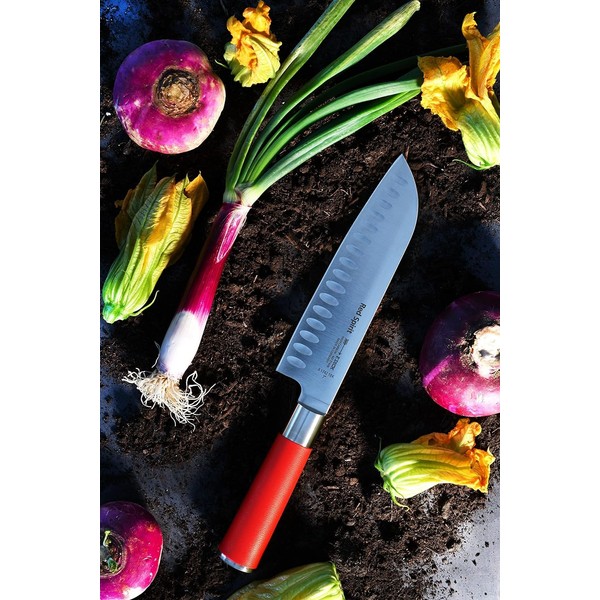 F. DICK Santoku, Küchenmesser, Red Spirit (Messer mit Klinge 18 cm, X55CrMo14 Stahl, nichtrostend, 56° HRC) 8174218K