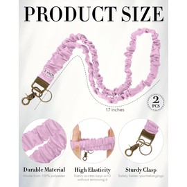 Geyoga 2 Pcs Teacher Scrunchie Lanyards for ID Badges Keys Retractable Scrunchy Neck Lanyard for Women Nurses Cruise(Soft Style)