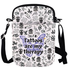 WCGXKO Tattoo Gift Tattoo Artist Gift Gothic Gift Tattoos Are My Therapy Zipper Pouch Makeup Bag (Tattoos CR)