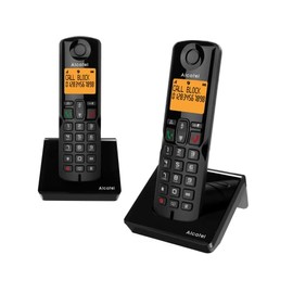 Alcatel S280 Duo Black Duo Cordless Phone Hands-Free Calls Phone Book with 50 Names and Numbers Function to Block Unwanted Calls