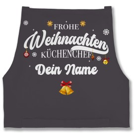 Geschenk mit Namen personalisiert by Shirtracer - Apron - Christmas Apron Adult - Merry Christmas Chef Name I Gift Chefs I Hobby Chef, 2 anthracite