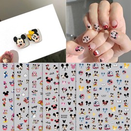 6Pieces 3D Mouse Nail Stickers Cute Kawaii Cartoon Nail Stikers Self-Adhesive Nail Decals for Women Girls Kids Nail Art Stickers