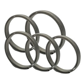 [TITAN MANIA] Titanium Mania Key Ring, Gray, 1 M + 4 Small Size, Titanium Key Holder, Motorcycle, Car, Men's, Stylish, Simple, Ultra Lightweight, Durable, Rust Free, Double Ring