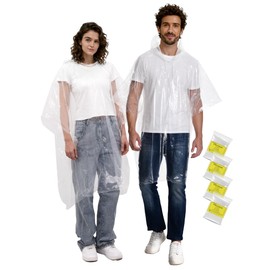 SAIWEYNEE Rain Ponchos for Adults, 4 Pack - Disposable Clear Ponchos with Hood for Theme Parks, Emergency & Outdoor