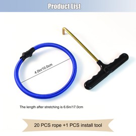 Trampoline Replacement Bungee Cords，20 PCS Blue 6.6in Heavy-Duty Elastic Trampoline Ropes for Repair, Universal Fit for Most Trampolines, Easy Installation, Durable Safety Round Trampoline Repair Kit