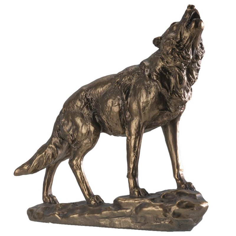 SUMMIT COLLECTION Howling Wolf Figurine Statue Bronze Painted Cold Cast