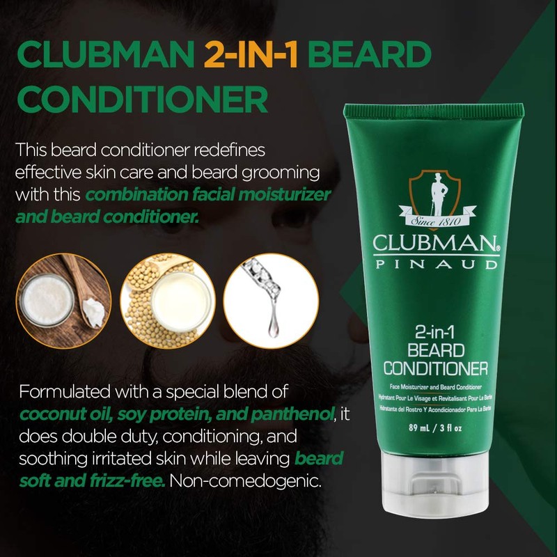Clubman Pinaud 2-in-1 Beard Conditioner & Beard Moisturizer for Men