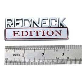 1 Emblema Exterior Redneck Edition de 3.1 Pulgadas para Coche, camión, Barco, calcomanía de Repuesto para F-150 F250 F350 Silverado RAM 1500, Rojo (Chrome/Red)