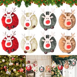 Pack of 8 Christmas Tree Pendants, Christmas Pendants, Elk Decoration, Reindeer Christmas Tree Decoration, Christmas Tree Decoration, Felt Wood, Christmas Decoration Christmas Pendant for Christmas