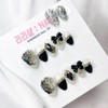 Gold Black Diamond Handmade Nail Tips - Short Ballerina /