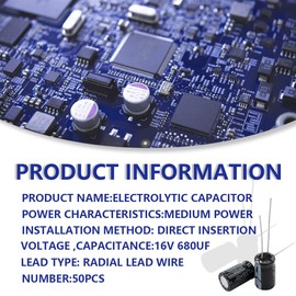 Innfeeltech Electrolytic Capacitors 680uF 16V Aluminium Radial Electrolytic Capacitors Pack of 50