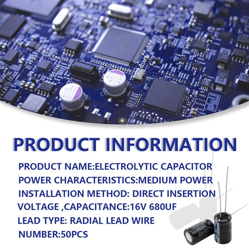 Innfeeltech Electrolytic Capacitors 680uF 16V Aluminium Radial Electrolytic Capacitors Pack