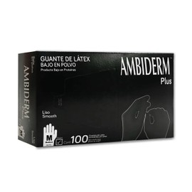 Guante de Latex Negro Ambiderm Plus Mediano Caja con 100 piezas