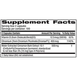 TruNature Advanced Strength Cinsulin Cinnamon, Chromium Picolinate, Vitamin D3 C