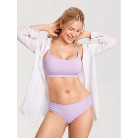 MOMANDA Women's Ribbed Nursing Bras Seamless Bralettes Maternity Wirefree Sports Breastfeeding Bra Orchid Hush M